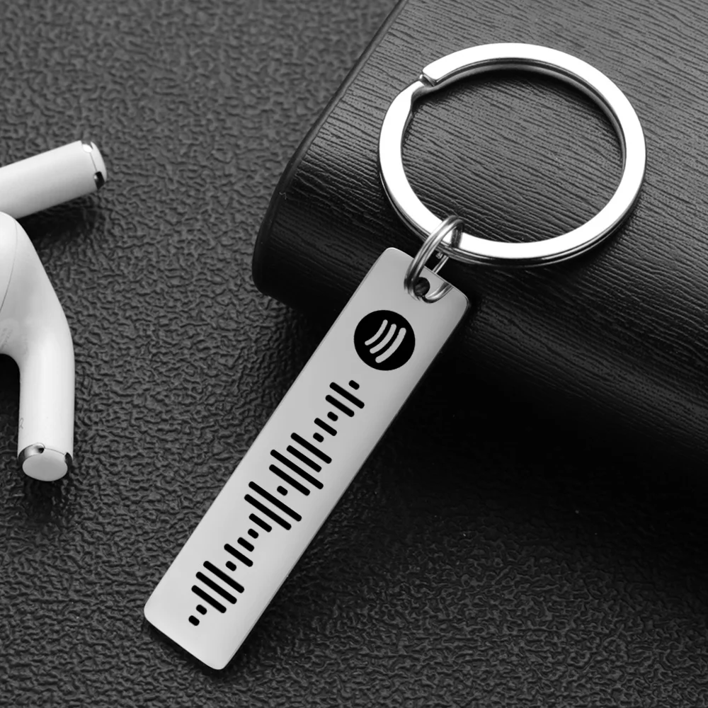 Personalized Spotify Code Keychains Customized Music Keyrings Scannable Song Name Key Rings Chains Gift for Car Couple P040