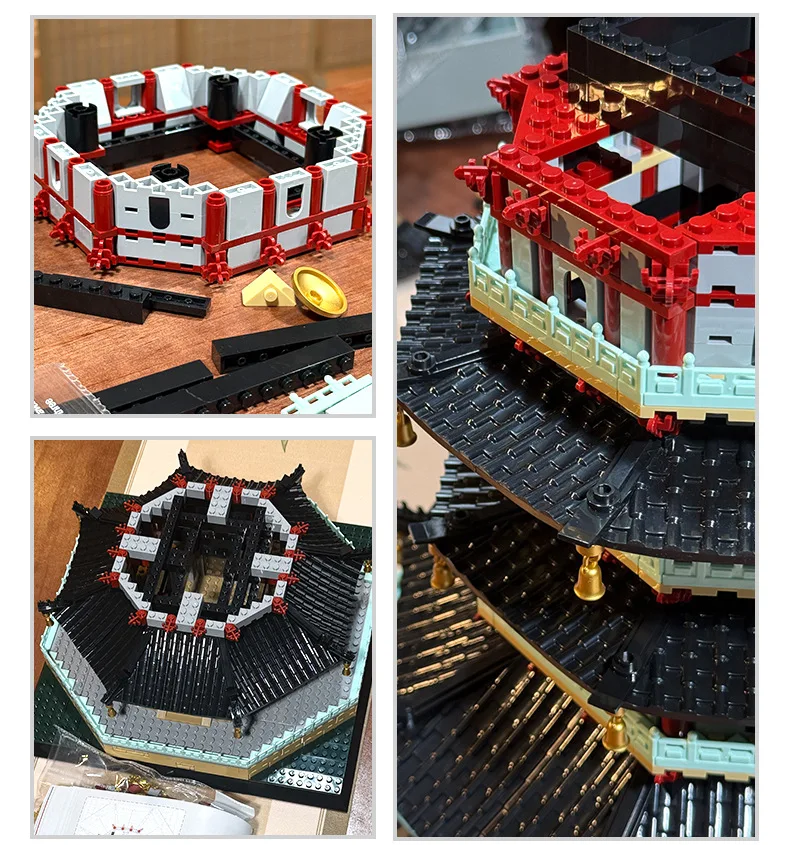 중국 건축물 조립식 블록 장식품 레이펑탑 모델 어린이 교육용 스트레스 해소 장난감