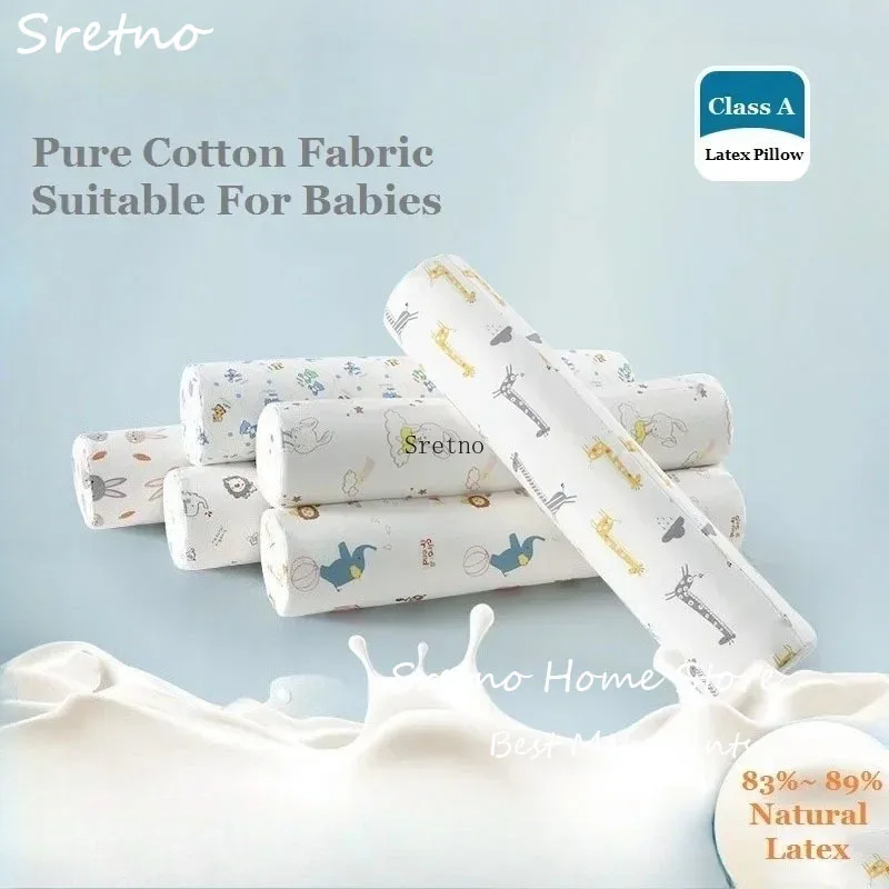 SRETNO Natural Latex Cylindrical Pillows Neck Cervical Spine Support Protect Sleeping Relax 60x8/10/12cm Lumbar Waist Bolster