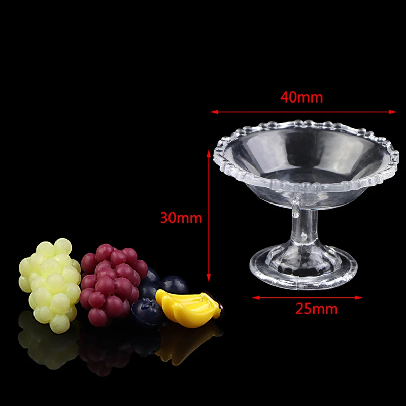 1Set 1:12 Poppenhuis Miniatuur Dessert Pan Cake Stand Fruit Lade W/Fruit Simulatie Ornament Model Huis Decor speelgoed