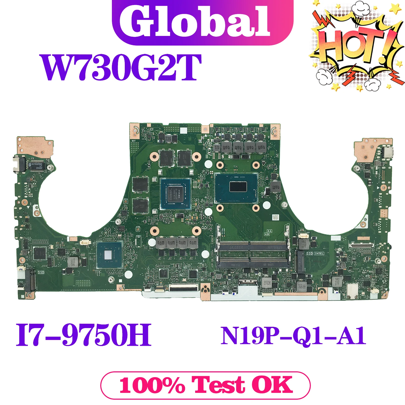 

KEFU Mainboard For ASUS ProArt Studiobook Pro X W730G2T W730G1T Laptop Motherboard I7-9750H CPU T1000 GPU