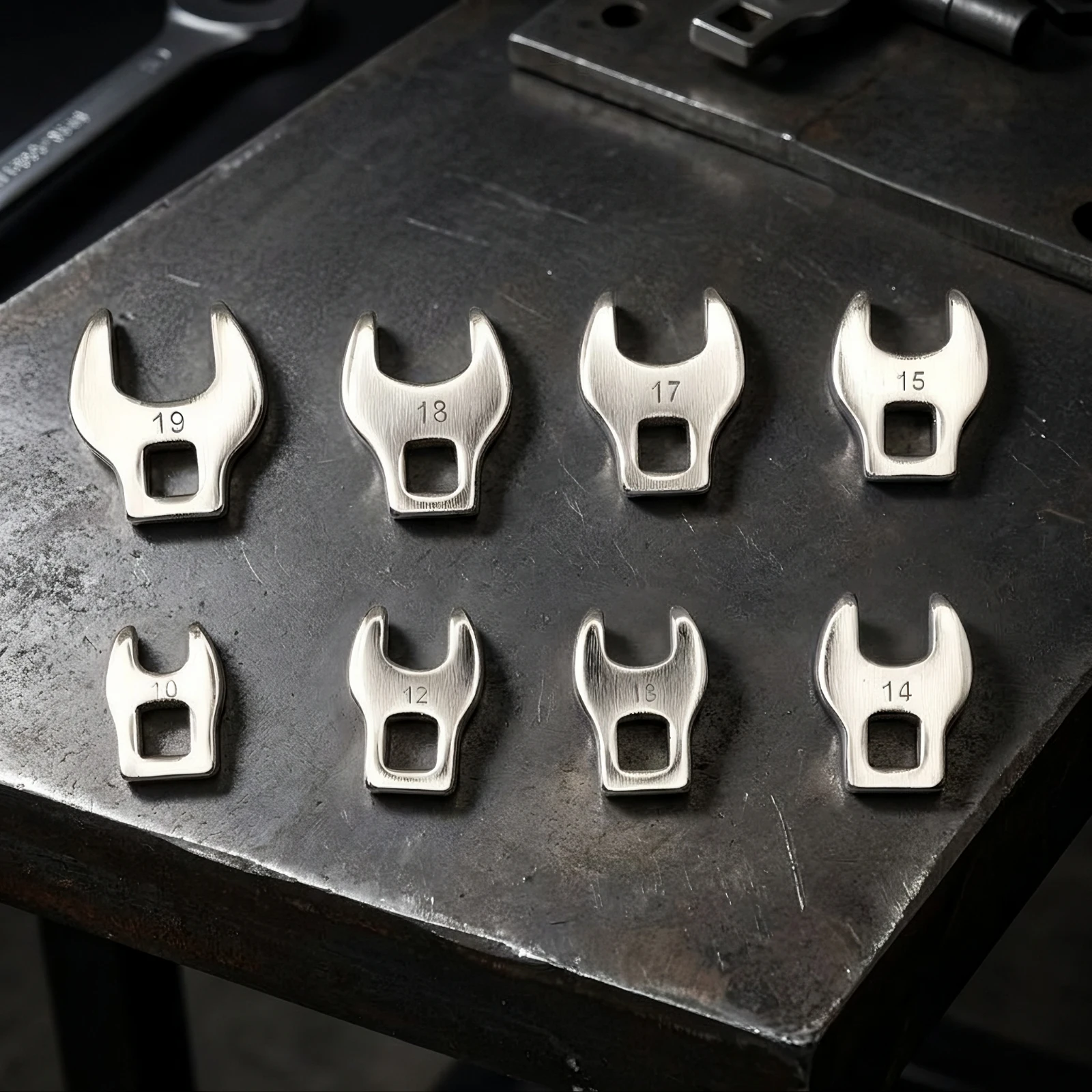 8 Pieces Open End Wrench Head Heat-Treated Crowfoot Wrench Wrenches Forged Tool Heavy-Duty for Mechanics, Tight Tight Spots