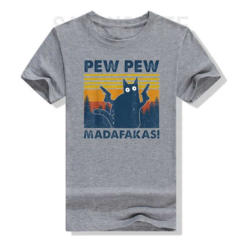 

Vintage Cats Pew Pew Madafakas Funny Crazy Cat Lovers Gifts T-Shirt Saying Tee Graphic Outfits Kitty Lover Short Sleeve Blouses