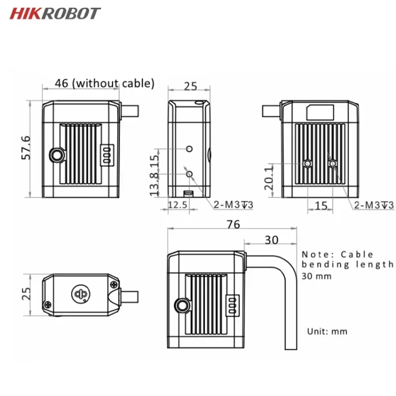 2026 HIKROBOT MV-SC2004EM-12S-WBN 0.4MP 60fps Black And White 12.4mm Focal Length Industrial Smart Camera