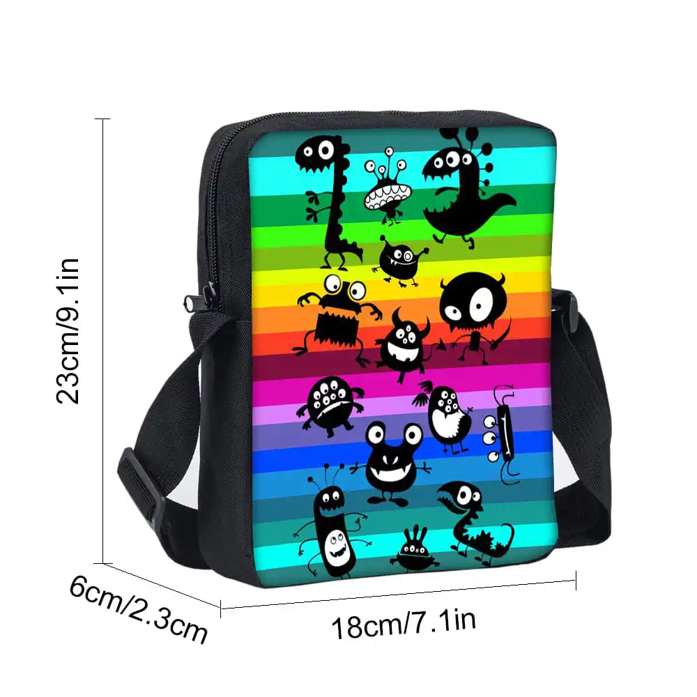 Bug Pattern Single Sided Messenger Bag for Boy/Girls Children Best Gifts 2D Cartoon Casual Crossbody Bag