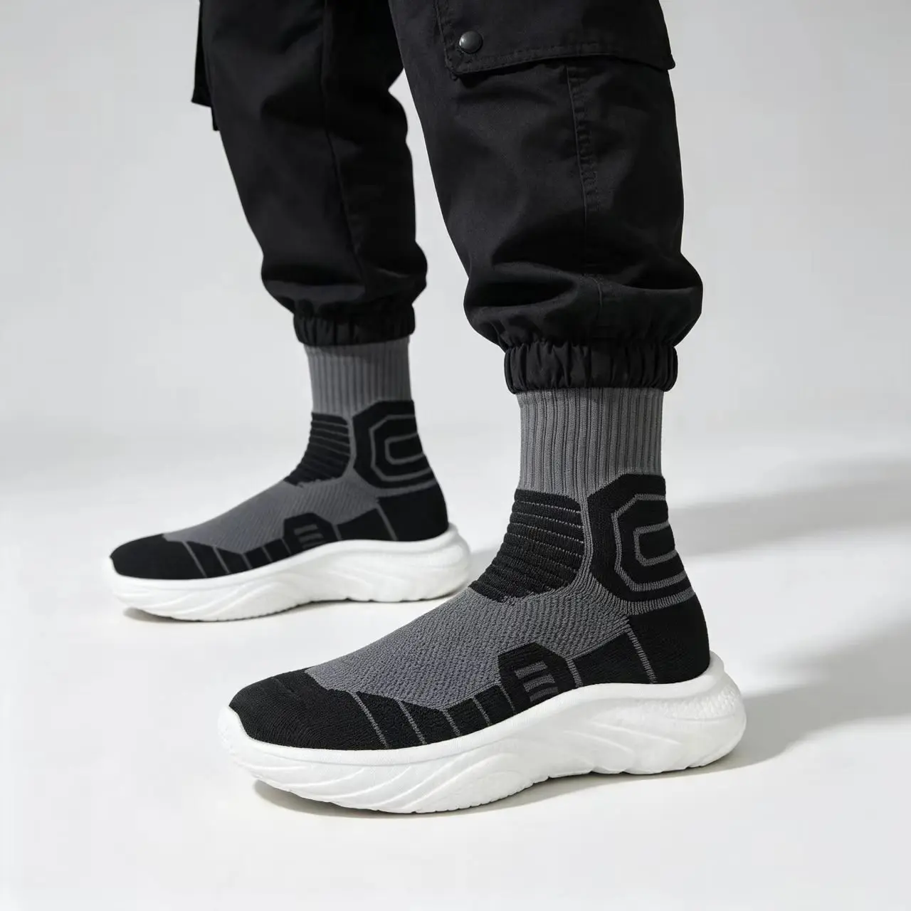 MWY Men High‑Top Sock Training Shoes Breathable Sneakers Non‑Slip Jump Rope Yoga Gym Fitness Walking Sport Shoe Size38-46
