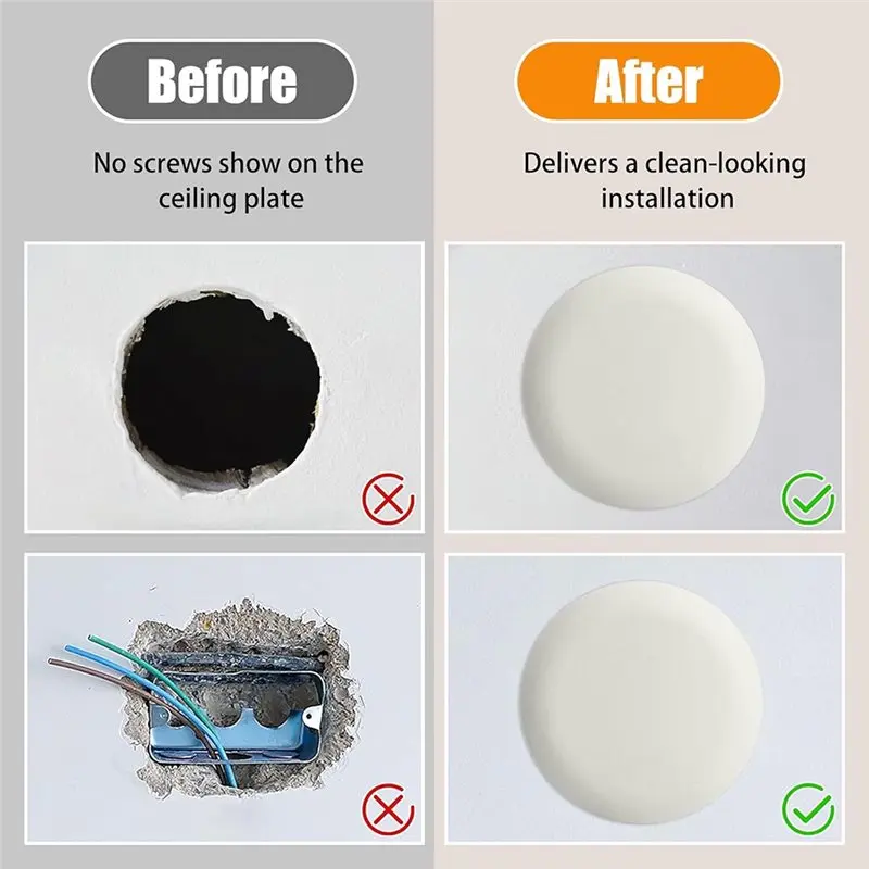 Round Ceiling Hole Cover Plates 10-Pack In 3-1/2 And 5 Inch Sizes For Octagonal And Round Electrical Boxes-B51B