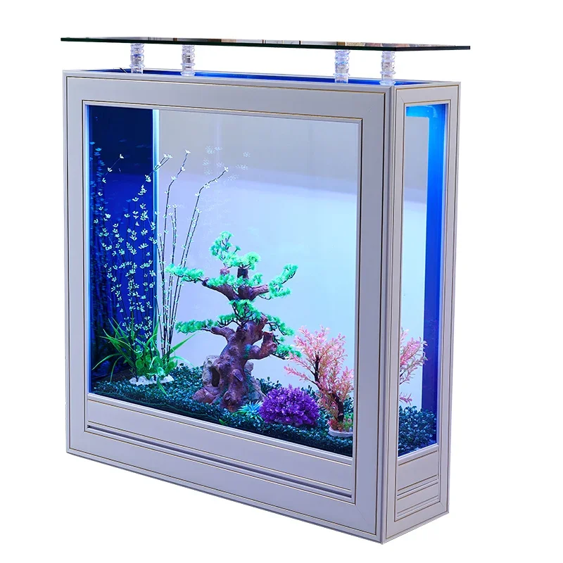 

Light Luxury Fish Tank Living Room Home Family Medium and Large Glass Floor Ecological Aquarium Partition Screens