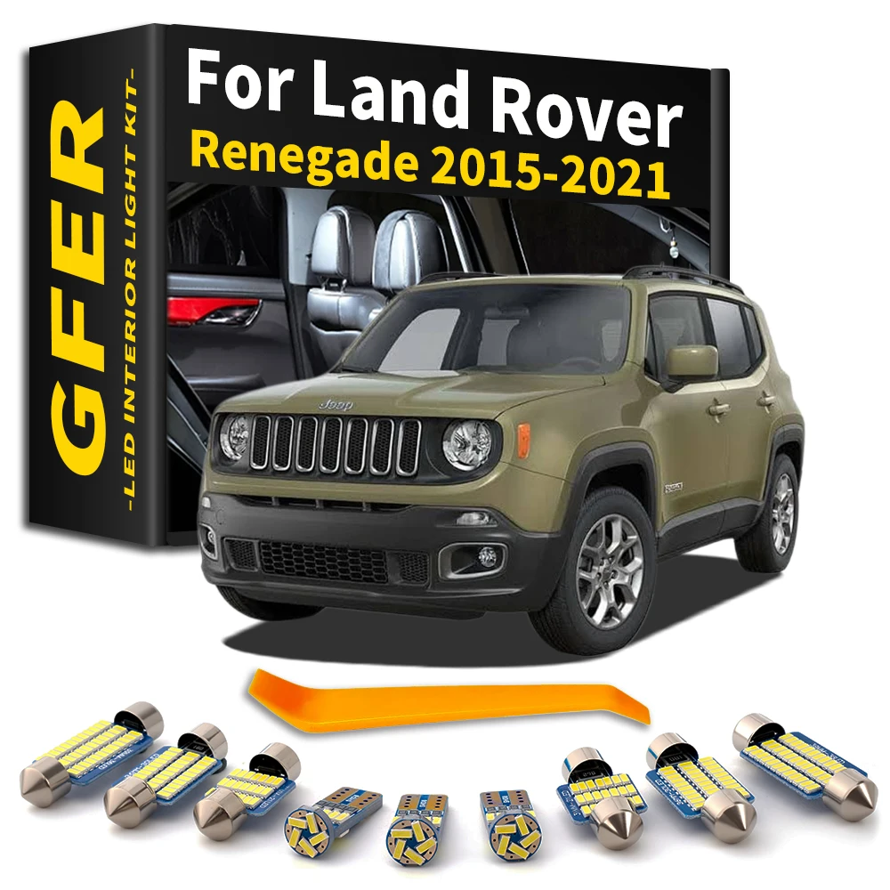 9pcs Interior LED Light Kit Canbus For Jeep Renegade 200 800 1000 2015 2016 2017 2018 2019 2020 2021 Car Accessories Auto Parts