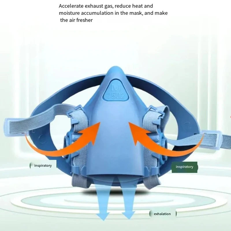 7502 قناع تنفس من السيليكون مع 2097 مجموعة نظارات مرشح لطلاء الغبار الايبوكسي بخار عضوي الفورمالديهايد لحام طحن