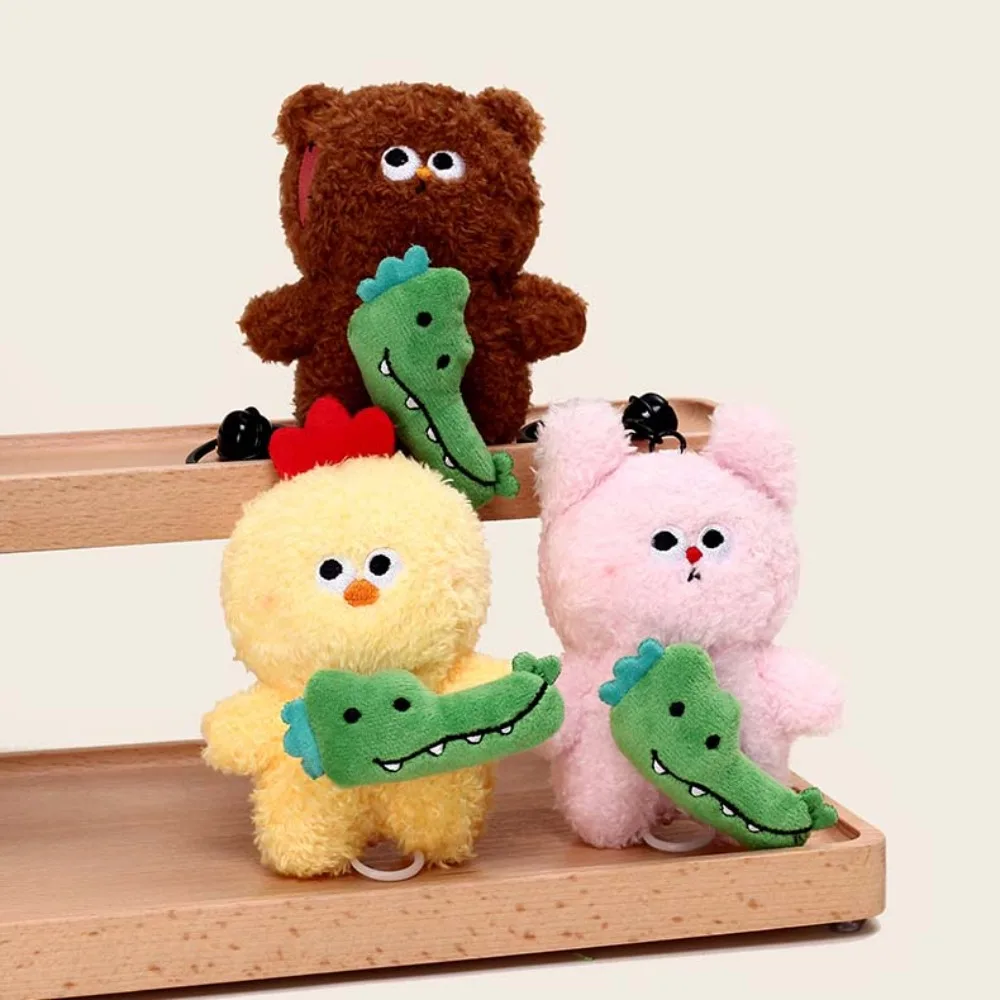 

Pink Soft Cartoon Crocodile Pendants Bear Funny Drawstring Rotatable Doll PP Cotton Rabbit Friends Bag Charm Festival