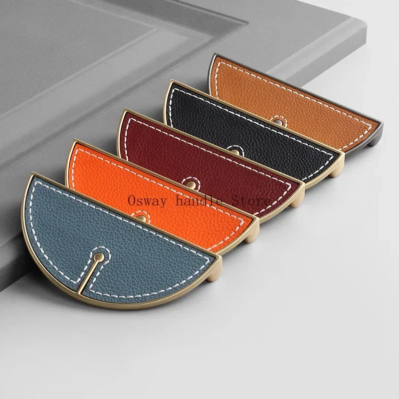 European style ins style furniture semicircular leather handle