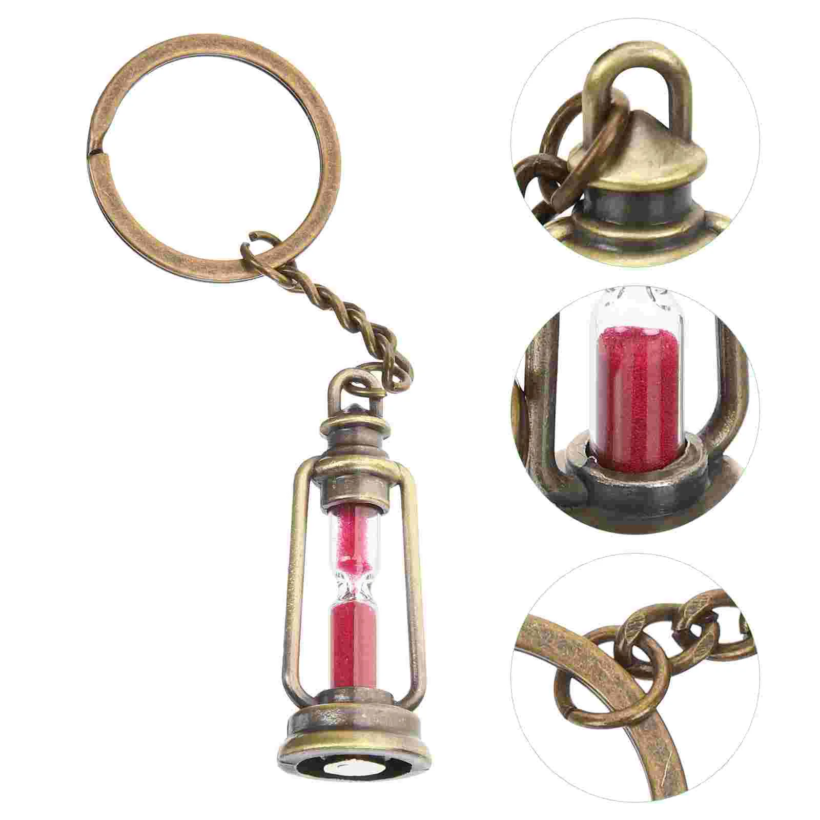 5 Pcs Hourglass Keychain Chains Carabiner Sand Timer Holder Digital Clock Vintage Rings Decorative Creative