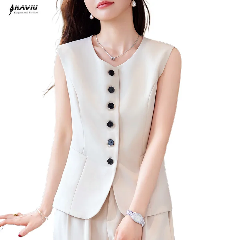 2024 Office Suit Formal Work Wear Vest and Trousers Two Pieces Set Naviu High Quality Clothes For Summer