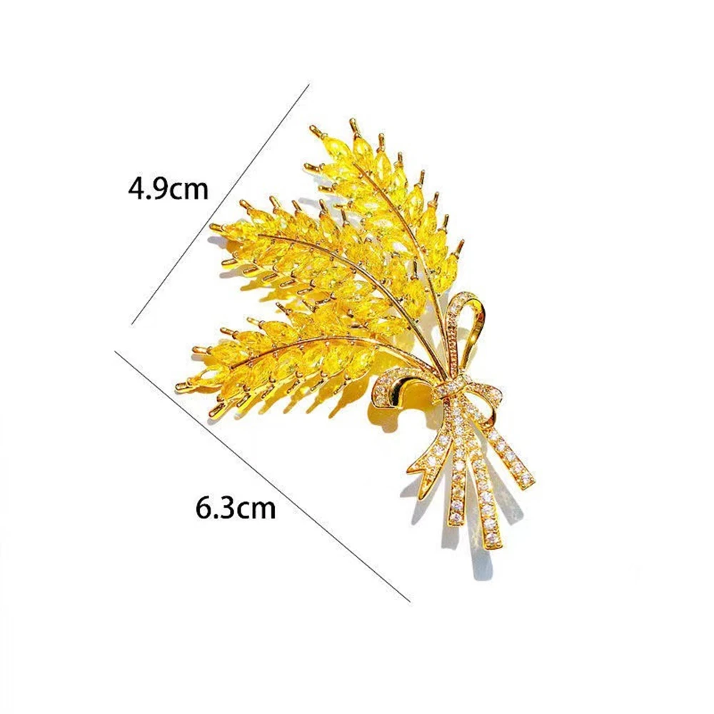 Strass squisiti spilla dorata in metallo di grano per le donne vestito maglione di lusso elegante spille da bavero accessori per gioielli regalo di