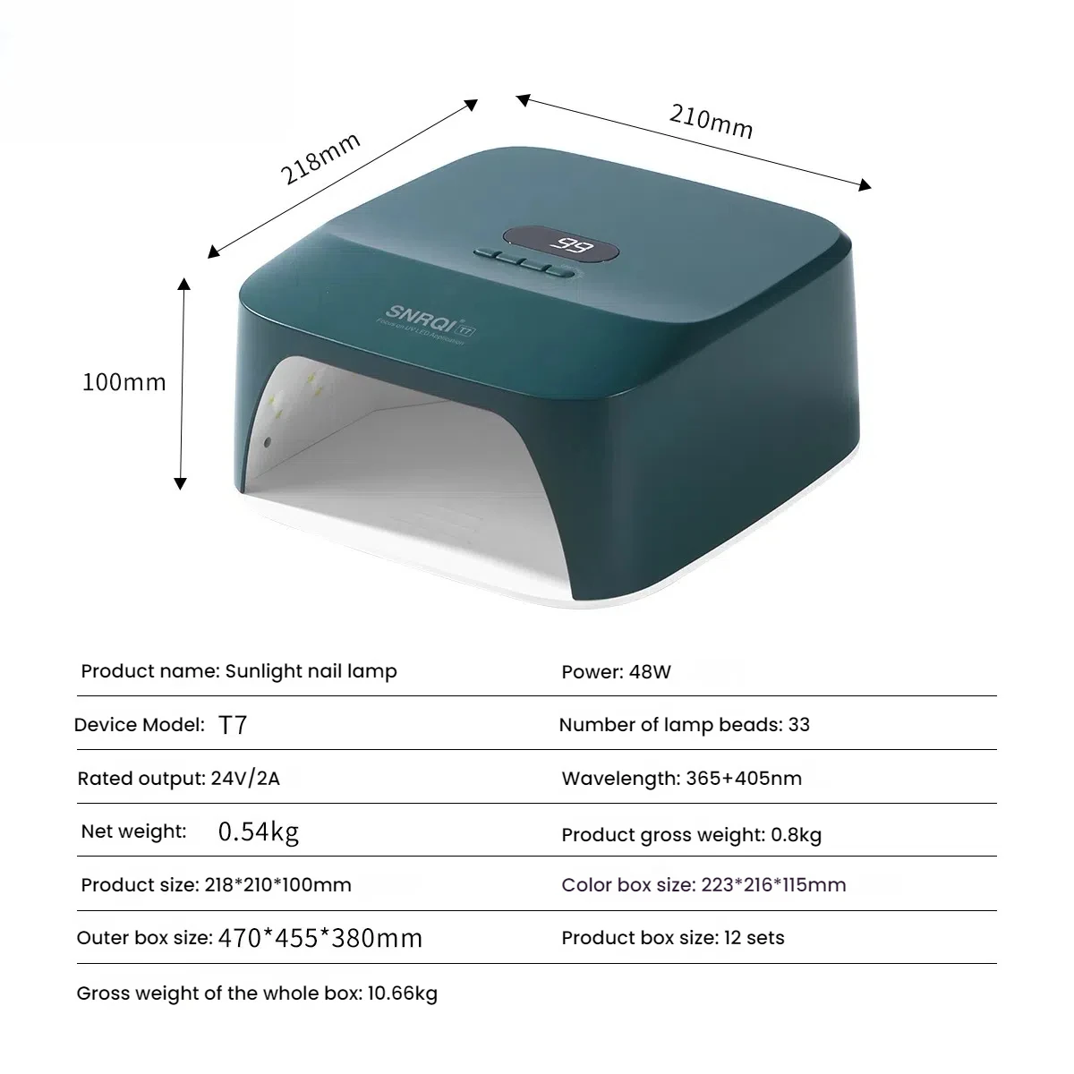 Lampa UV LED do paznokci o dużej mocy 48W, bezbolesna lampa z ekranem LED, 4 tryby, czujnik podczerwieni, narzędzia do manicure, do użytku domowego i salonowego, do zdobienia paznokci.