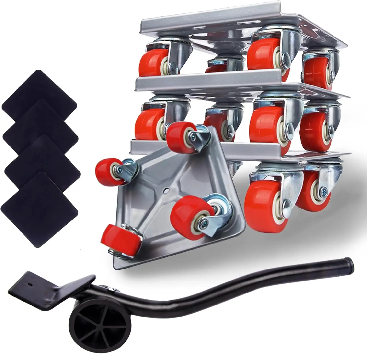 Heavy-Duty Furniture Sliders with 360° Wheels & Pry Bar - Move Appliances, Cabinets Easily