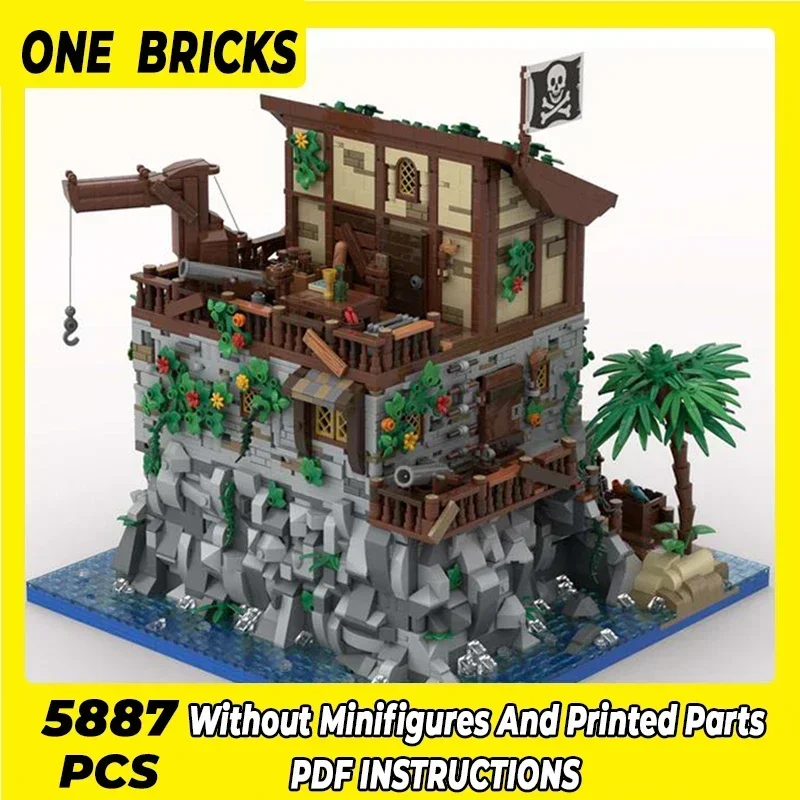 Moc Bausteine Modell Piraten Schädel Insel Mit Redbeard der haus Technologie Blöcke Geschenke Weihnachten Spielzeug DIY Sets Montage