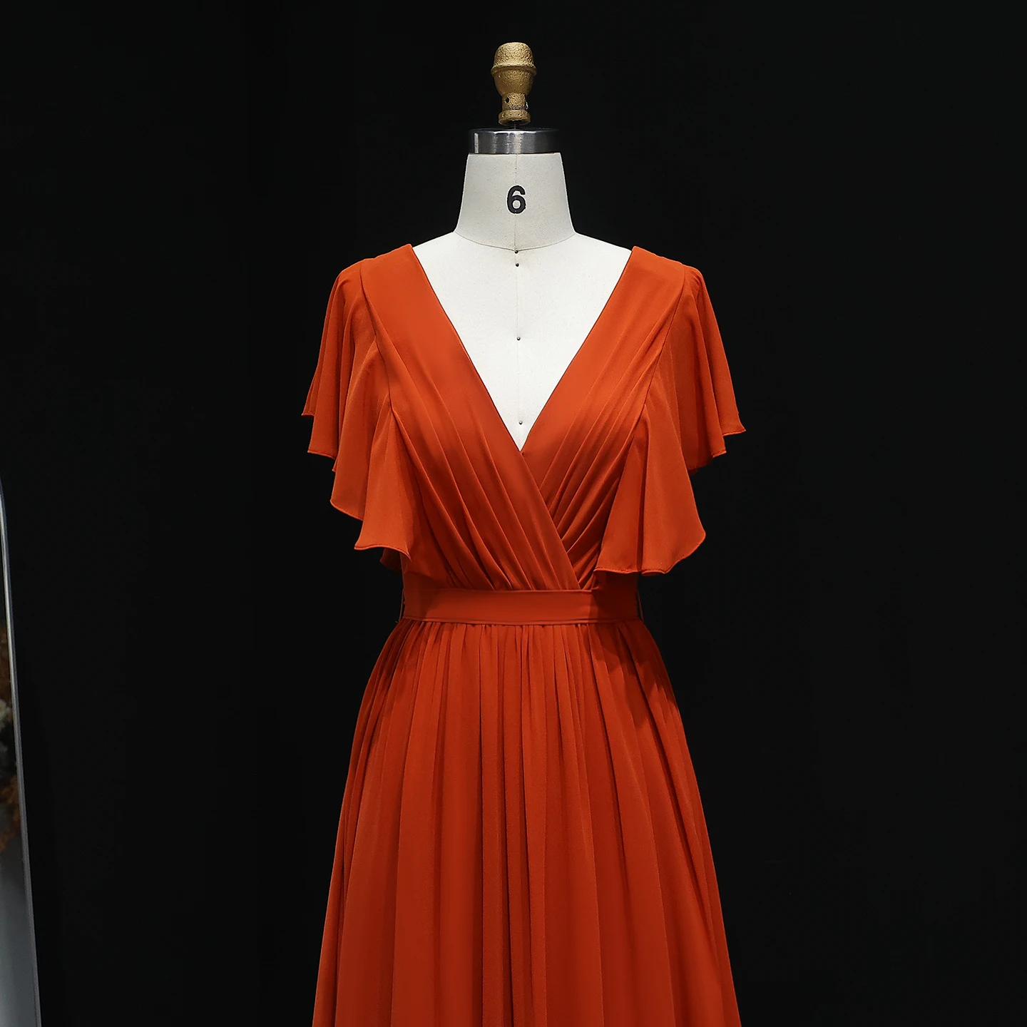 Sharon disse elegante vermelho boné mangas chiffon vestidos de dama de honra com decote em v babados espartilho vestido de festa para mulher bs285 personalizado