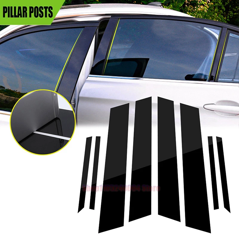 

8PCS For Honda Civic 2012 2013 2014 2015 Glossy Black Pillar Post Door Window Moulding Trims Cover Stickers Decor Accessories