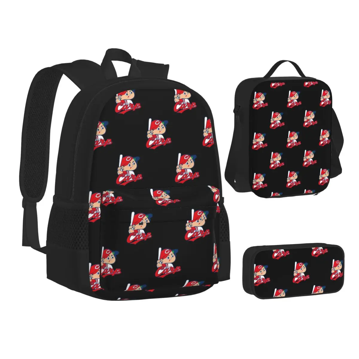 

Hiroshima Toyo Carp Backpacks Boys Girls Bookbag Students School Bags Kids Rucksack Lunch Bag Pen Bag Three-Piece Set