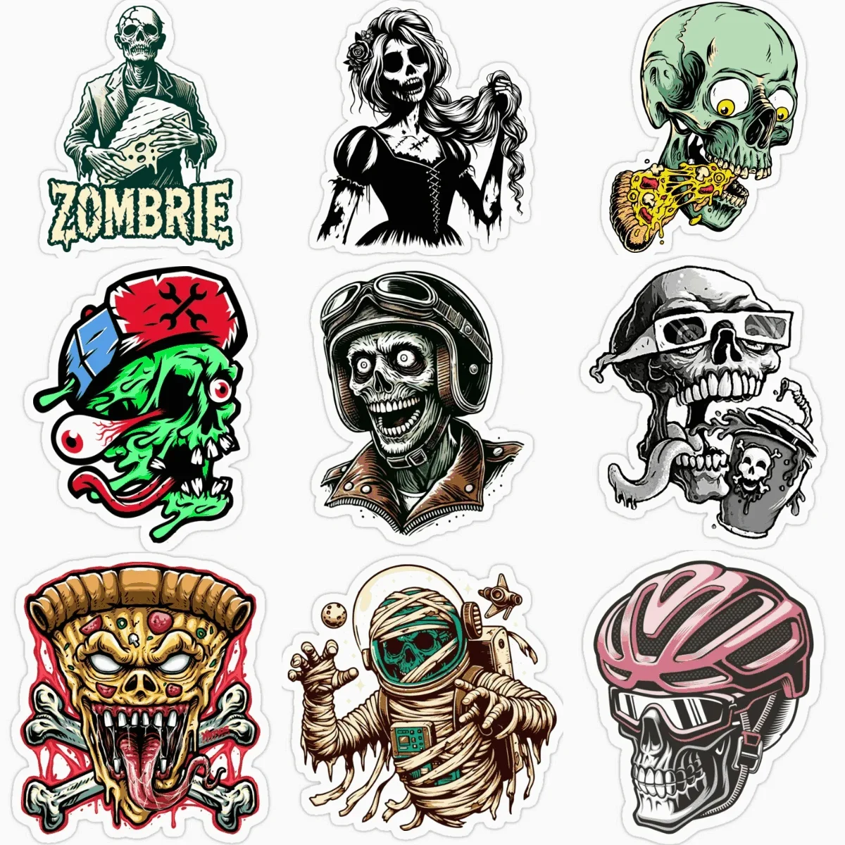 

Terrifying ZOMBIE Skull Creative PVC Car Sticker for Decorate Car Bicycle Wall Window Fridge Helmet Motorcycle Decal Accessories