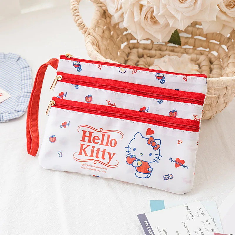 Sanrio Hello Kitty Waterdichte Paspoorttas 3-laags Cartoon Documenten- en Ticket Reisopbergtas