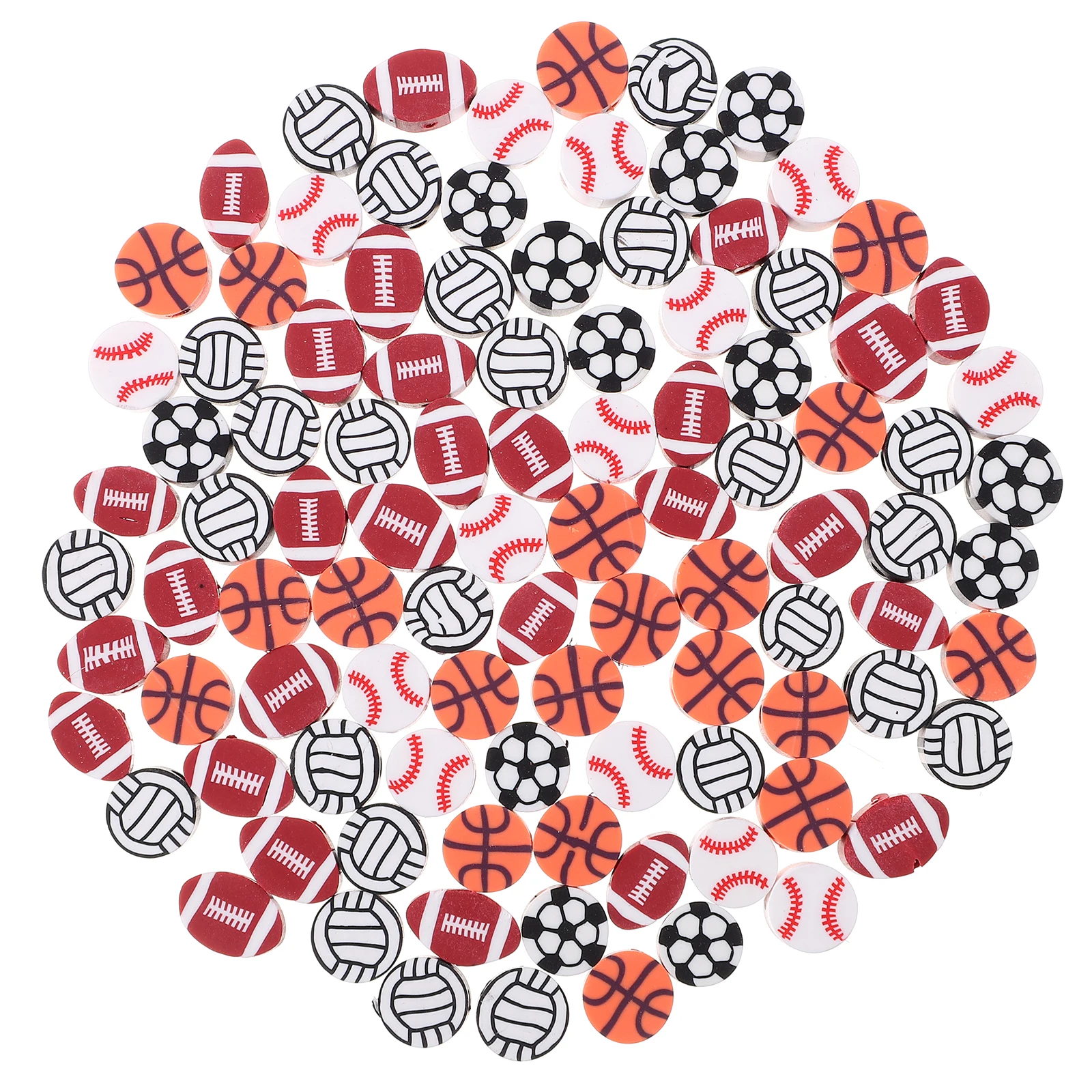 

300pcs Mixed Sports Beads Polymer Clay Balls for Bracelets Earrings Keychains DIY Jewelry Crafts Accessories Charm Spacer