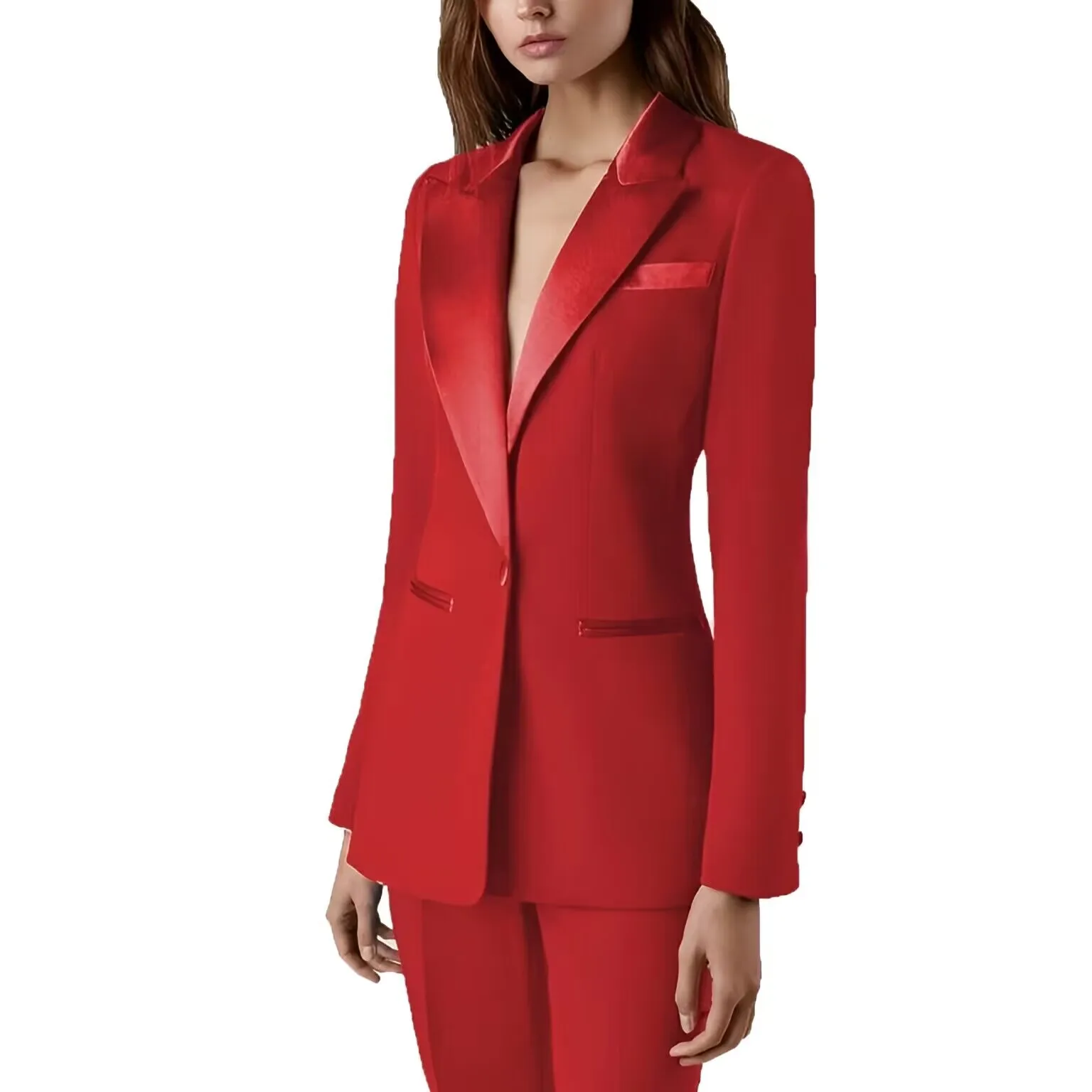 

Lansboter Burgundy Women Suit 2 Piece Wedding Tuxedos Party Office Work Slim Fit Business Lady Suit Blazer Jacket With Pants