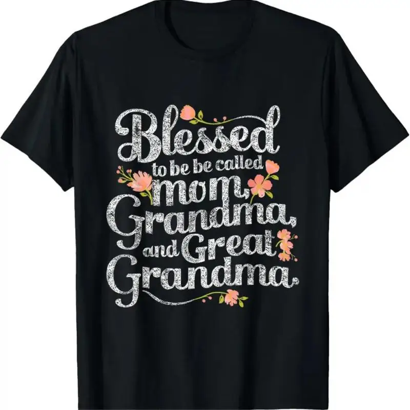 EWH Blessed to Be Called Mom Grandma and Great T-shirt à imprimé floral bohème