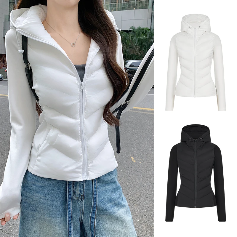 

Slimming Effect Autumn Winter New Arrival Women's Jaet Hooded Long Sve Stand Collar Cotton Outerwear Trendy Faion