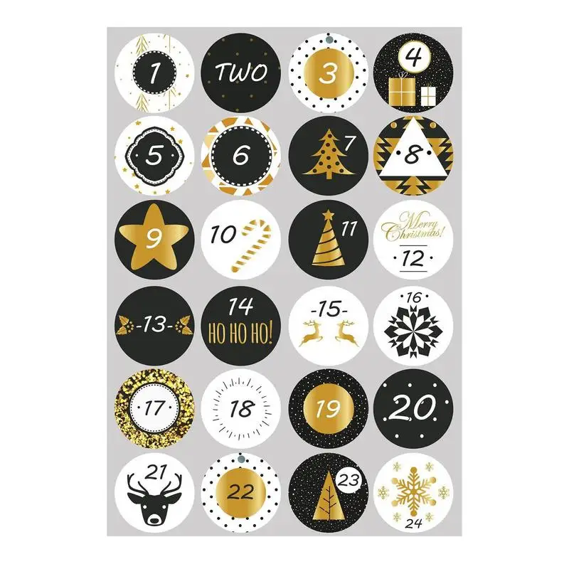 1Pc 24 Days of Christmas Advent Calendar Number Stickers Multi-Function Gift Packaging Adhesive Labels Sealing Sticker Decor