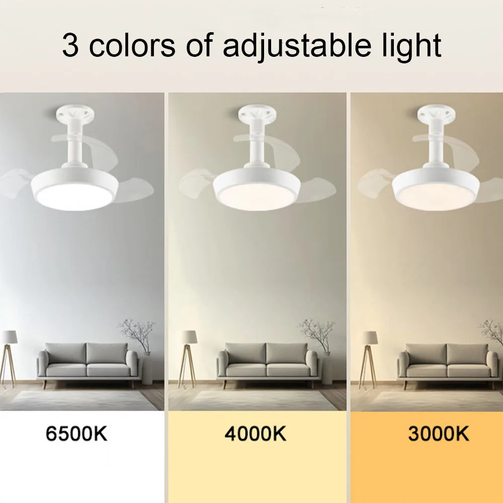 New Ceiling Fan Light with Reversible Blades 48W LED Bulb Invisible Transparent Blades Air Circulator for Living Room & Bedroom