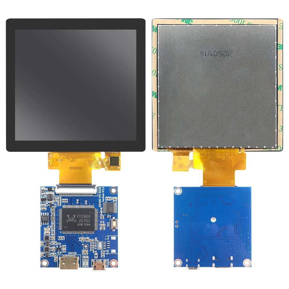 4.0 Inch TFT LCD-scherm Module Vierkant 480*480 3WSPI RGB 18Bit 40Pin 3.3V ST7701S met Touch GT911 HDMI Drive Board