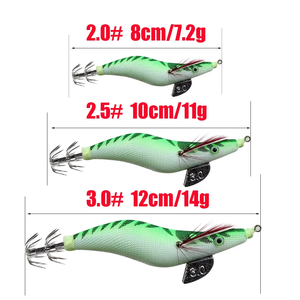 Köder Köder leuchtende hölzerne Garnelen Big Eye Tintenfisch Garnelen gefälschte Köder 2,0 2,5 3,0 # Tintenfisch Tintenfisch Meer Angeln Regenschirm Haken – Detail 4