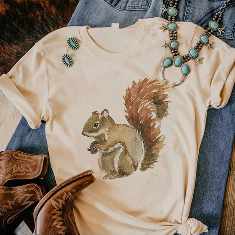 Squirrel top women graphic t-shirts girl designer clothing