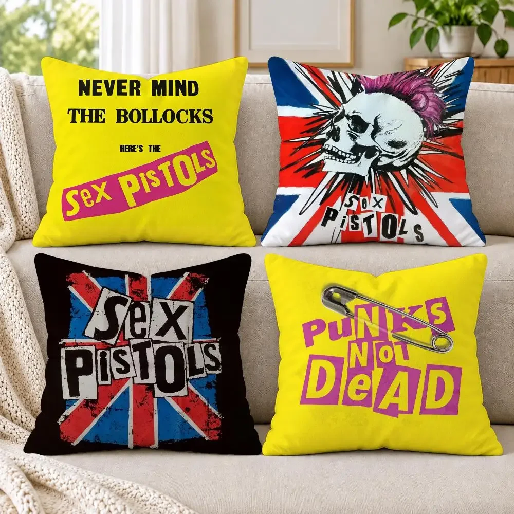 Punk Rock Band S-Sex Pistols Cushion Cover Short Plush Double-Sided Printing Sofa Bedroom Living Room Pillow Cover Home Decor
