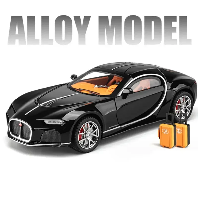 Modelo de coche deportivo de aleación Bugatti Atlantic, vehículo de juguete de Metal fundido a presión, simulación de sonido y luz, regalo de juguete para niños, 1:24