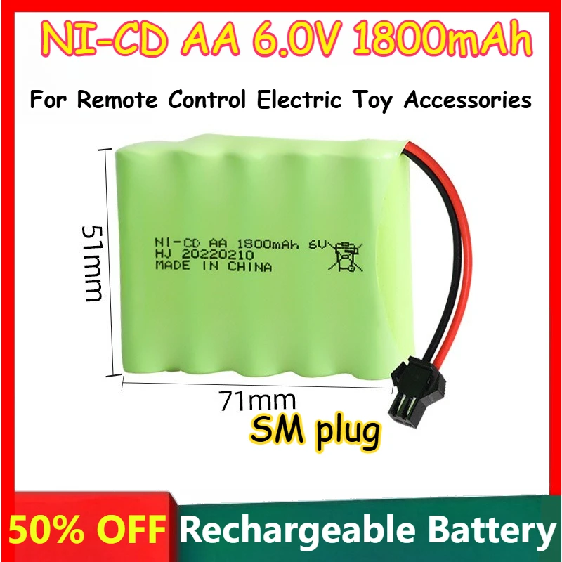 

6V 1800mAh Battery for Remote Control Electric Toy Accessories Rechargeable 300 Times AA5 Number