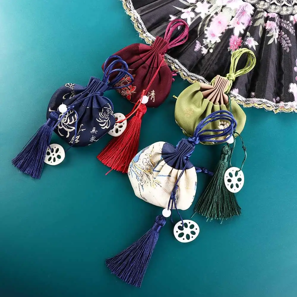 Bundle Pocket Blessing Bag Lotus Root Slices Pendant Chinese Style Pouch Han Cloth Pocket Carry on Sachet Jewelry Storage Bag