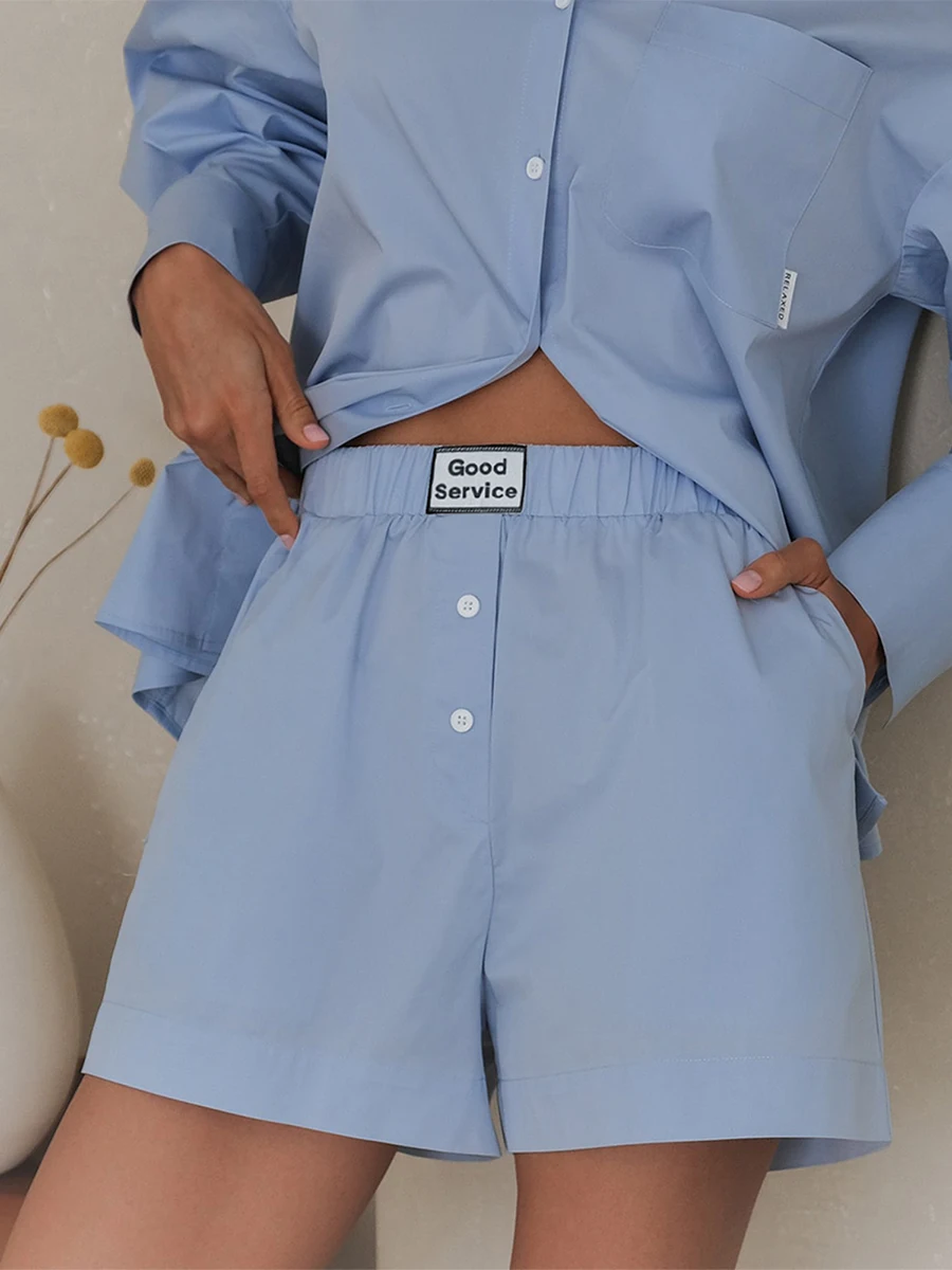 

Women'S Summer Label Button Shorts Casual Loose Elastic Pockets Summer High Street Fashion Shorts