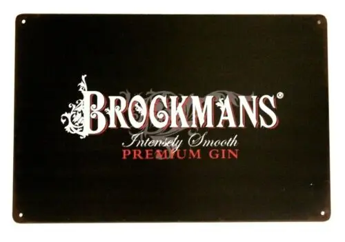 Brockmans Gin Sign cartel de Metal de estaño, Bar, tienda de licor, restaurante, Ad, Brockman's Xz