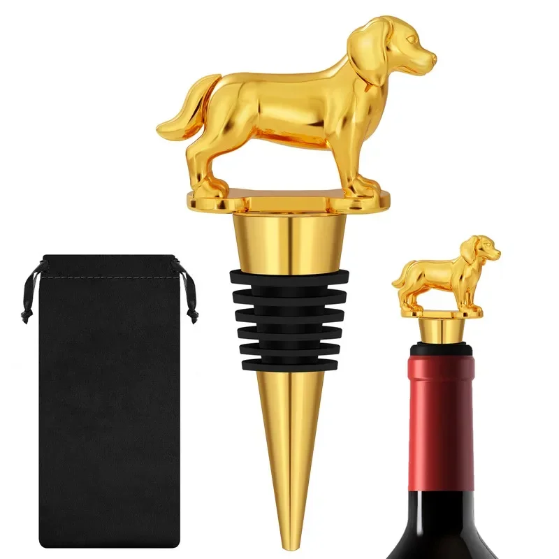 

Lovely Golden Retriever Wine Stopper Animal Shape Metal Bottle Stoppers for Kitchen Bar Club Wedding Champagne Accessory