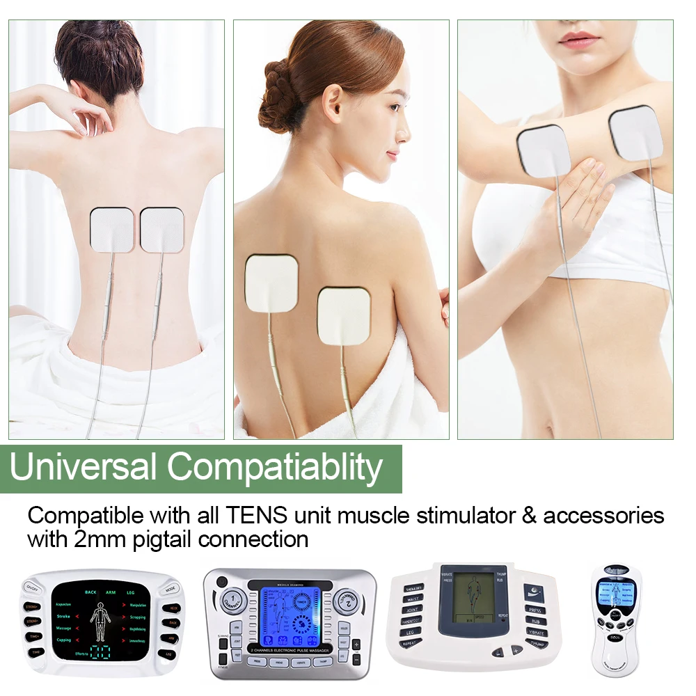 10/20pcs Tens EMS Nerve Muscle Stimulator Electrode Reusable Pads Conductive Gel  Physiotherapy Machine 2mm Plug Sticker