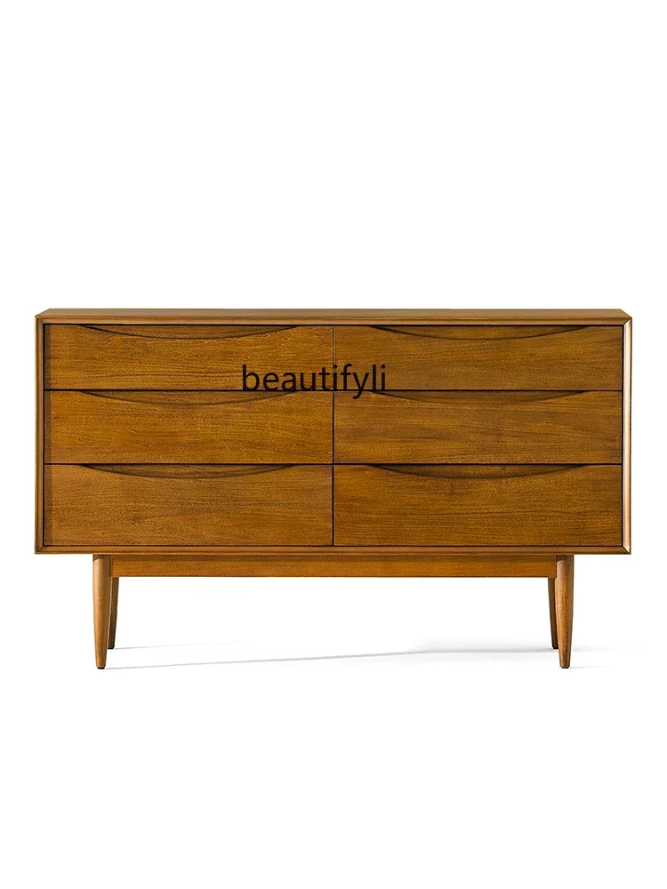 

A50 Nordic medieval six-chest cabinet solid wood storage side cabinet living room bedroom retro storage side cabinet