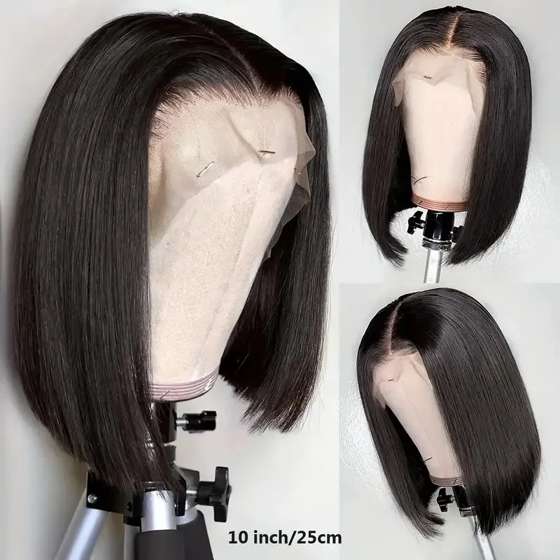 Peruca Bone Straight Bob para Mulheres, Cabelo Humano Brasileiro, HD Transparente Lace Front, 13x4 Lace Frontal Perucas, 12A