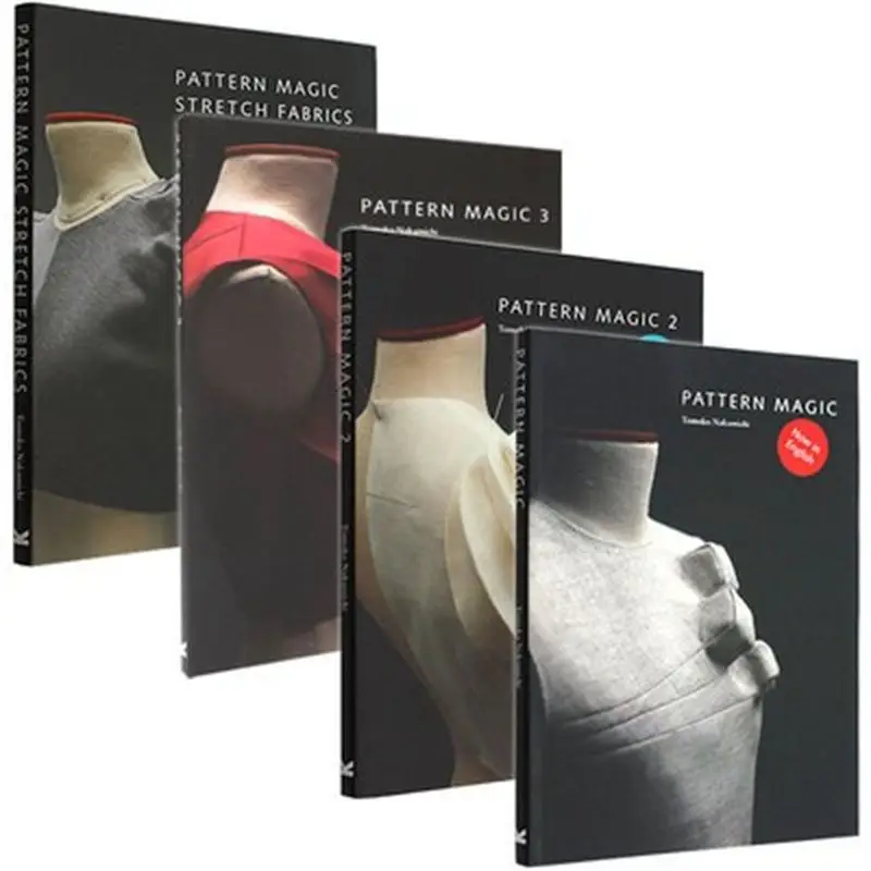 4 Libros de Tomoko Nakamichi, Libros de Magia del Patrón, Vol. 1-4, Libro de Enseñanza sobre Diseño y Corte de Telas Elásticas, Versión en Inglés