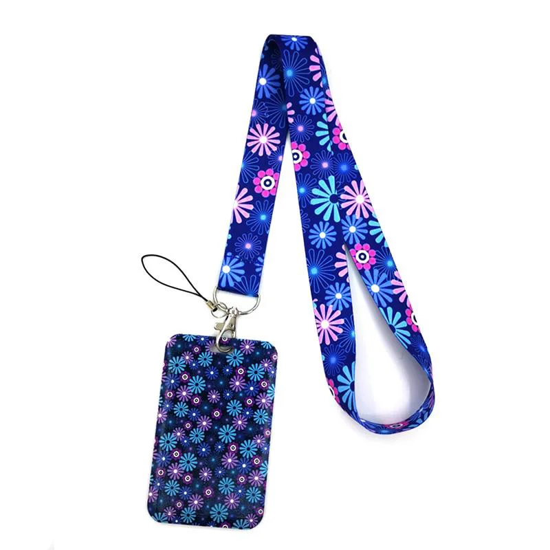 Flowers Creative Anime Lanyard Badge Holder ID Card Lanyards Phone Rope Key Lanyard Neck Straps Keychain Key Ring Decoration