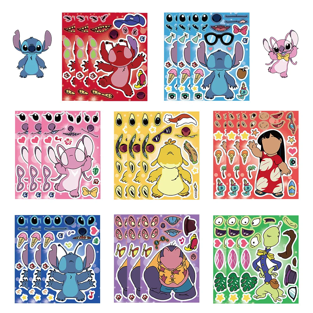 

8/16Zhang for Stitch sticker Puzzle Cartoon Make A Face Kids Make Your Own DIY Jigsaw EducationToys