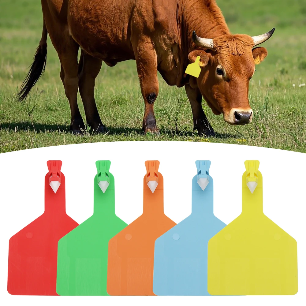 5 Pcs Wordless Integrated Ear Tag Cattle Ear Tag Signs TPU Material Blank Label Custom Number Cow Earrings Farm Animal Identify